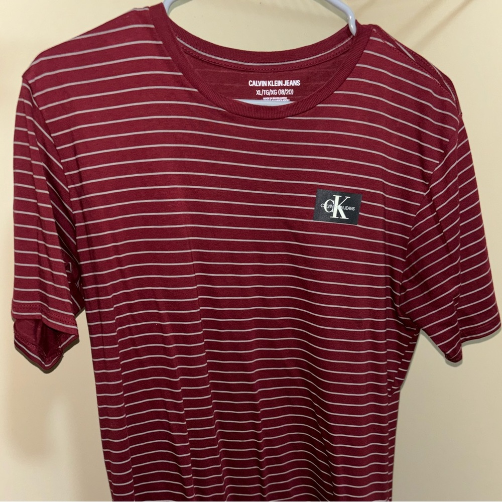 calvin klein striped short sleeve tee